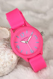 Neon Pink Sports Case Silicone Corded Watch