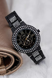 Women's Black Gem Detailed Watch