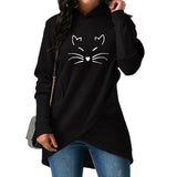 Print Kawaii Sweatshirt Wiskers Crossover Hoodie