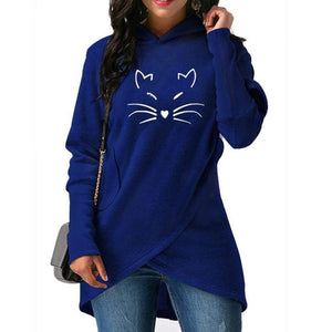 Print Kawaii Sweatshirt Wiskers Crossover Hoodie