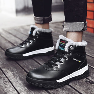 Winter Shoes Men Warm Outdoor Non-slip PU Rain Snow