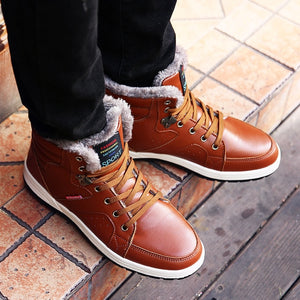 Winter Shoes Men Warm Outdoor Non-slip PU Rain Snow